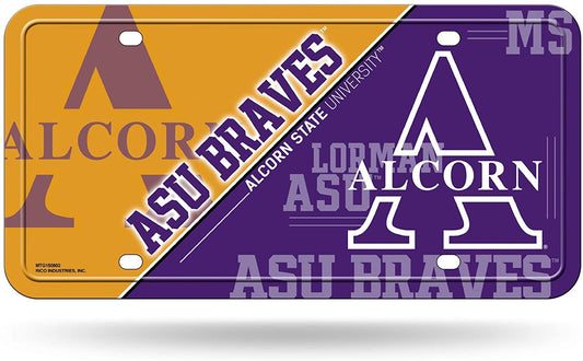 Alcorn State University Braves Metal Auto Tag License Plate, Split Design, 6x12 Inch by Fielders Choice