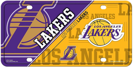 Los Angeles Lakers Metal Auto Tag License Plate, Split Design, 6x12 Inch by Fielders Choice
