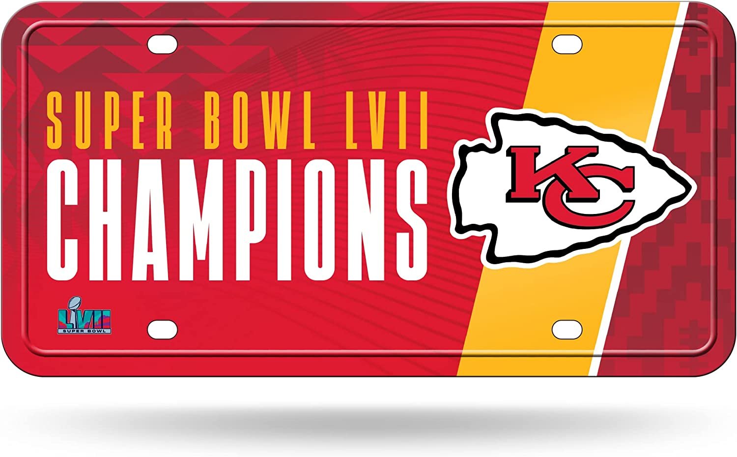 Kansas City Chiefs Metal Auto Tag License Plate, 2023 Super Bowl LVII Champions, 12x6 Inch by Fielders Choice