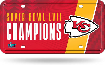 Kansas City Chiefs Metal Auto Tag License Plate, 2023 Super Bowl LVII Champions, 12x6 Inch by Fielders Choice