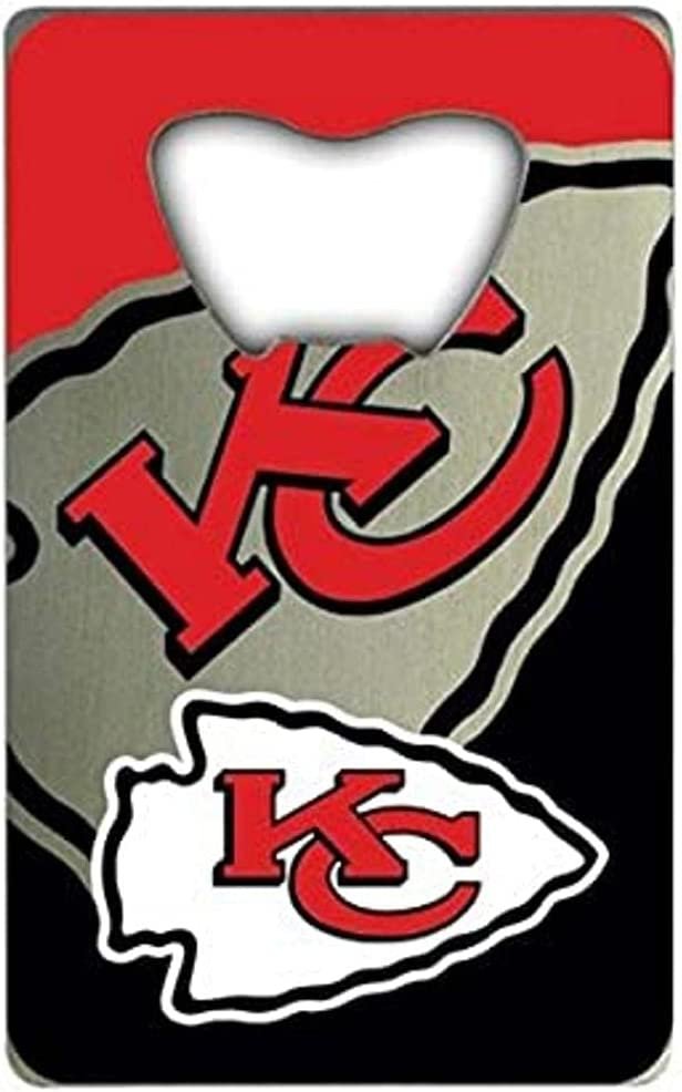 Kansas City Chiefs Heavy Duty Metal Bottle Opener Credit Card Size 2 x 3.25 Inch by Fielders Choice