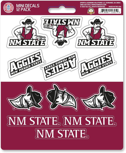 New Mexico State University Aggies 12-Piece Mini Decal Sticker Set, 5x6 Inch Sheet, Gift for football fans for any hard surfaces around home, automotive, personal items by Fielders Choice