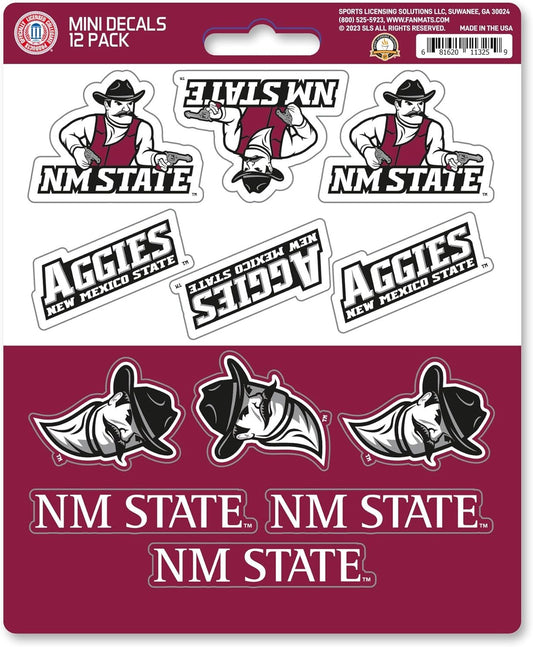 New Mexico State University Aggies 12-Piece Mini Decal Sticker Set, 5x6 Inch Sheet, Gift for football fans for any hard surfaces around home, automotive, personal items by Fielders Choice