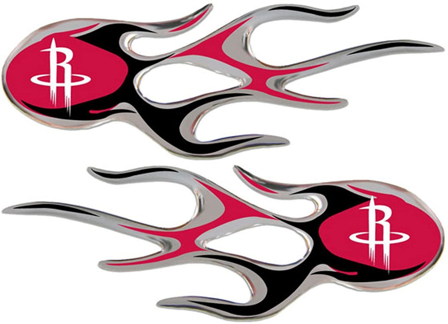 Houston Rockets 2-pack Drip Molded Plastic Raised Flame Flames Decal Emblem Sticker Basketball by Fielders Choice