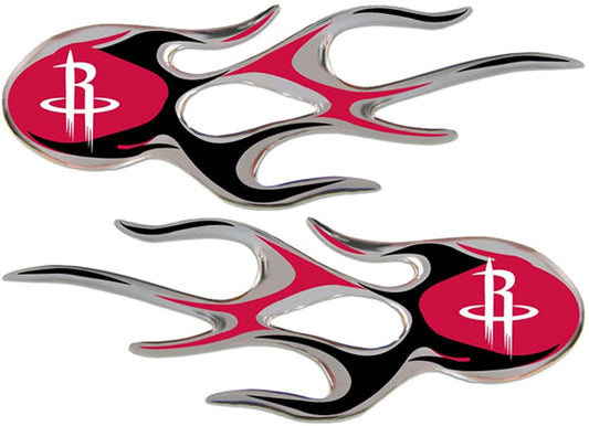 Houston Rockets 2-pack Drip Molded Plastic Raised Flame Flames Decal Emblem Sticker Basketball by Fielders Choice