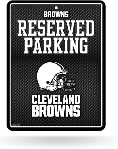 Cleveland Browns Metal Parking Novelty Wall Sign 8.5 x 11 Inch Carbon Fiber Design by Fielders Choice