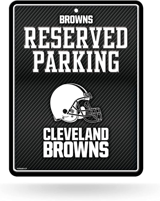 Cleveland Browns Metal Parking Novelty Wall Sign 8.5 x 11 Inch Carbon Fiber Design by Fielders Choice