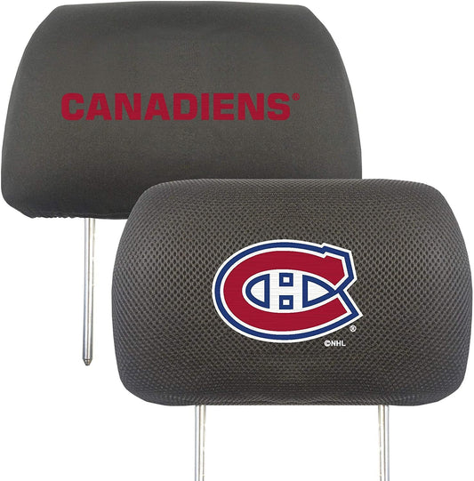 Montreal Canadiens Pair of Premium Auto Head Rest Covers, Embroidered, Black Elastic, 14x10 Inch by Fielders Choice