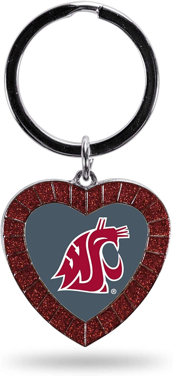 NCAA Washington State Cougars NCAA Rhinestone Heart Colored Keychain, Maroon, 3-inches in length by Fielders Choice