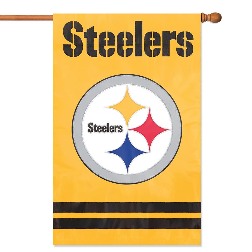 Party Animal Pittsburgh Steelers Banner NFL Flag, Yellow 44" x 28" by Fielders Choice
