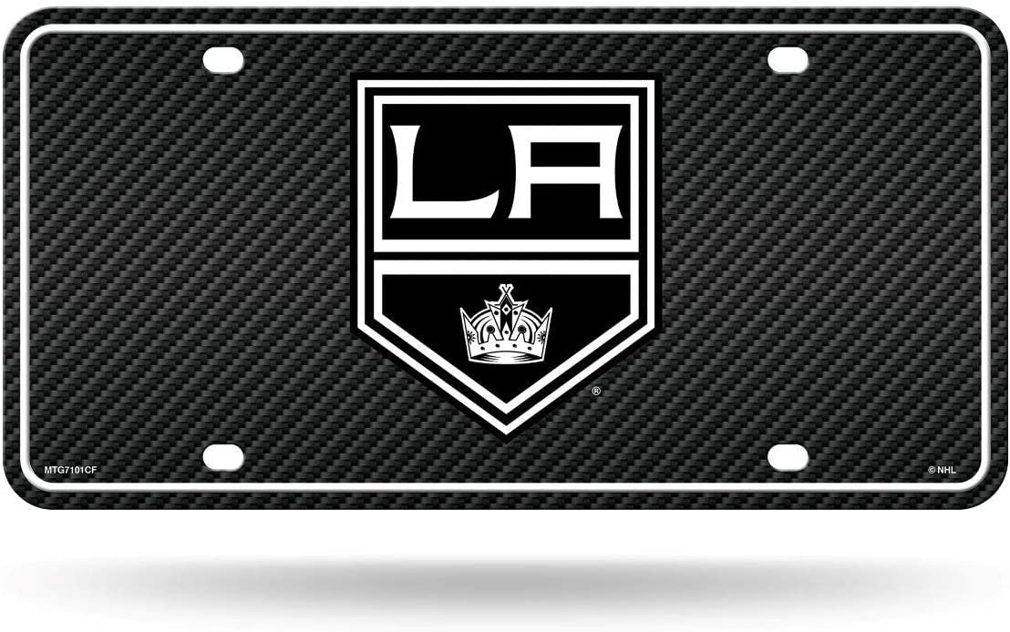 Los Angeles Kings Metal Auto Tag License Plate, Carbon Fiber Design, 6x12 Inch by Fielders Choice