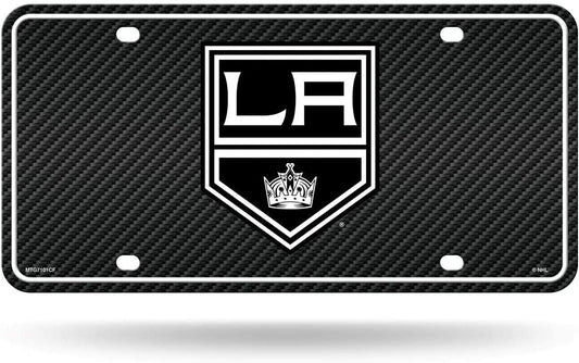 Los Angeles Kings Metal Auto Tag License Plate, Carbon Fiber Design, 6x12 Inch by Fielders Choice