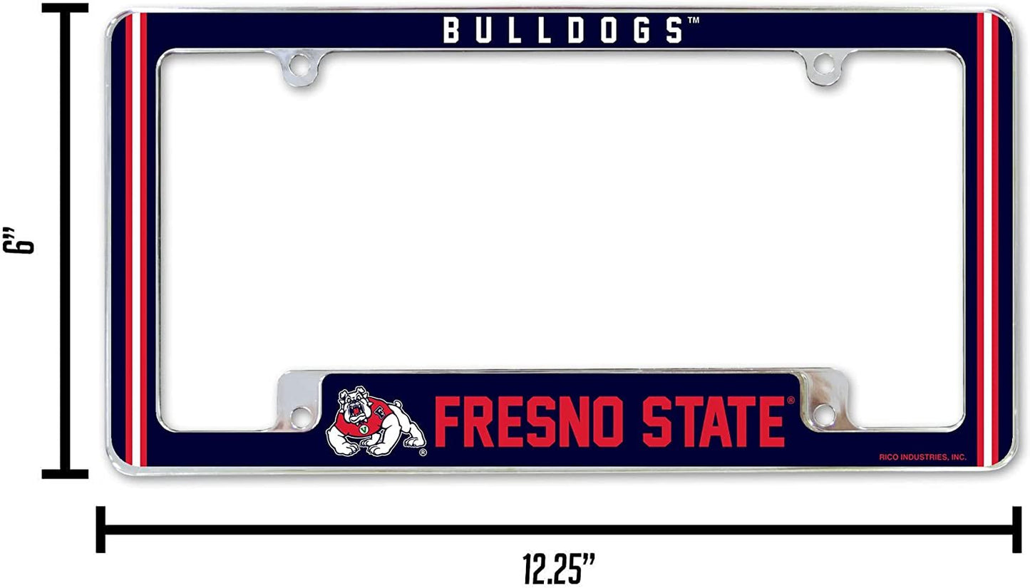 Fresno State University Bulldogs Metal License Plate Frame Chrome Tag Cover Alternate Design 6x12 Inch by Fielders Choice