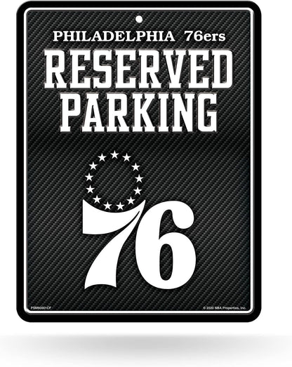 Philadelphia 76ers Metal Parking Novelty Wall Sign 8.5 x 11 Inch Carbon Fiber Design by Fielders Choice