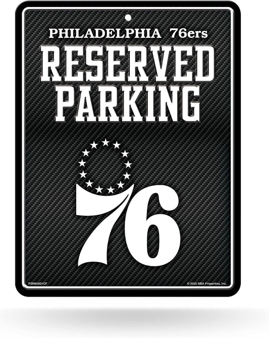 Philadelphia 76ers Metal Parking Novelty Wall Sign 8.5 x 11 Inch Carbon Fiber Design by Fielders Choice