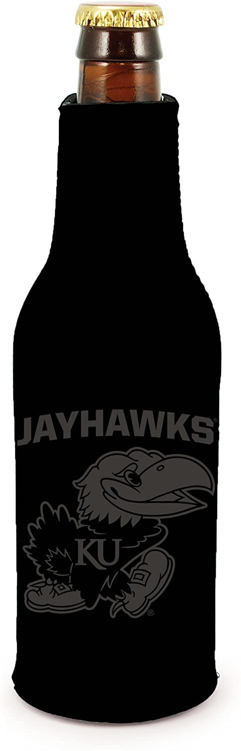 Kansas Jayhawks 2-Pack Zipper Bottle Tonal Black Beverage Insulator Neoprene Holder Cooler Coolie University of by Fielders Choice
