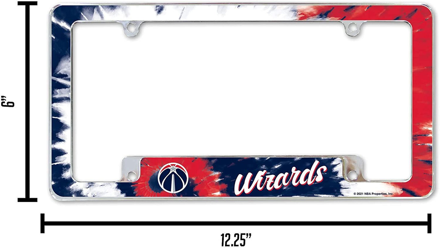 Washington Wizards Metal License Plate Frame Chrome Tag Cover Tie Dye Design 6x12 Inch by Fielders Choice
