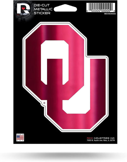 University of Oklahoma Sooners 5 Inch Sticker Decal Metallic Shimmer Design Flat Vinyl by Fielders Choice
