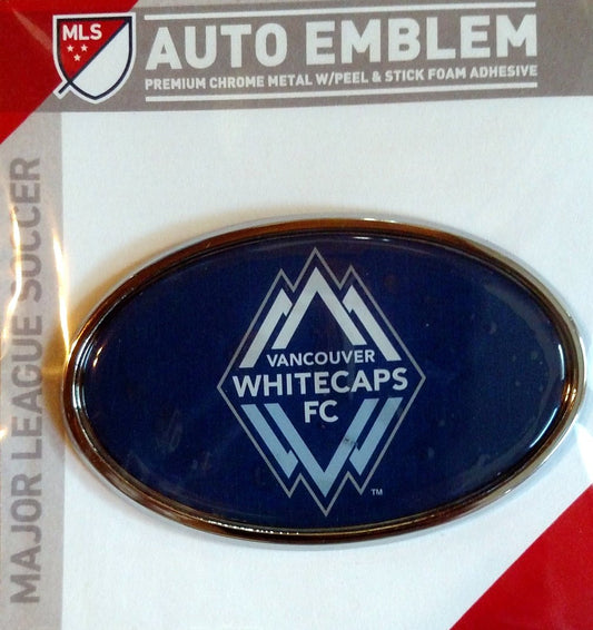 Vancouver Whitecaps FC Raised Metal Domed Oval Color Chrome Auto Emblem Decal MLS Soccer Football Club by Fielders Choice