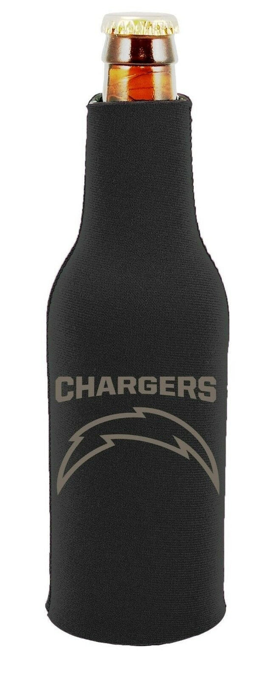 Los Angeles Chargers 2-PACK Zipper BOTTLE Tonal Black Koozie Neoprene Holder by Fielders Choice