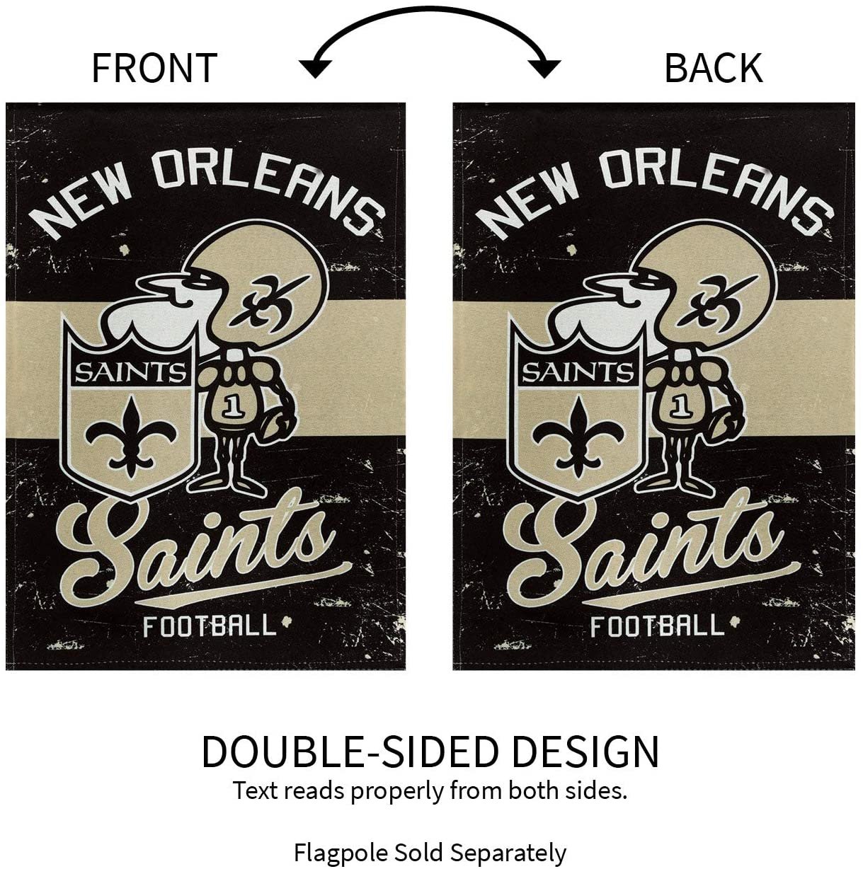 New Orleans Saints Premium House Flag Banner, Double Sided, Retro Vintage Style, Linen, 28x44 Inch by Fielders Choice