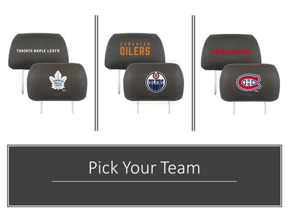 Montreal Canadiens Pair of Premium Auto Head Rest Covers, Embroidered, Black Elastic, 14x10 Inch by Fielders Choice