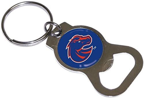 Bosie State University Broncos Premium Solid Metal Bottle Opener Keychain, Silver Key Ring, Team Logo by Fielders Choice