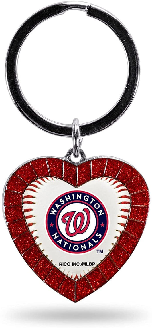 Washington Nationals Keychain Rhinestone Heart Decal Emblem Team Color Baseball by Fielders Choice