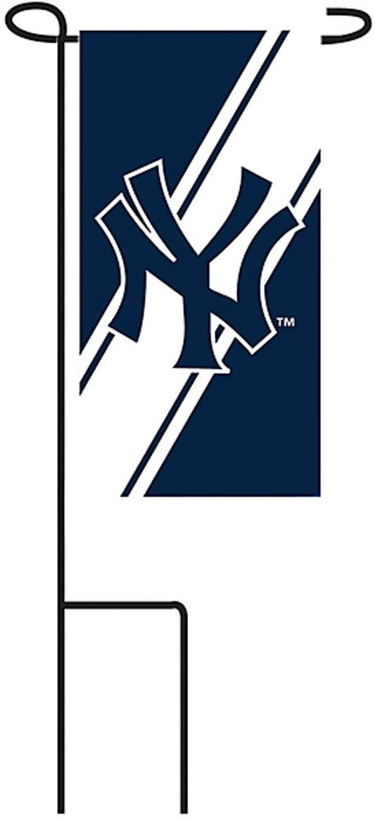 New York Yankees Premium 24 Count Mini Garden Flag Banner Set, Includes Metal Display Poles - Great for a Party Tailgating by Fielders Choice