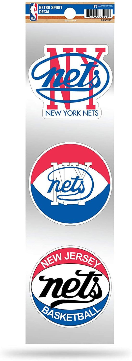 Brooklyn Nets Triple Retro Throwback Spirit Decals Flat Vinyl Auto Home Sticker Sheet Basketball by Fielders Choice
