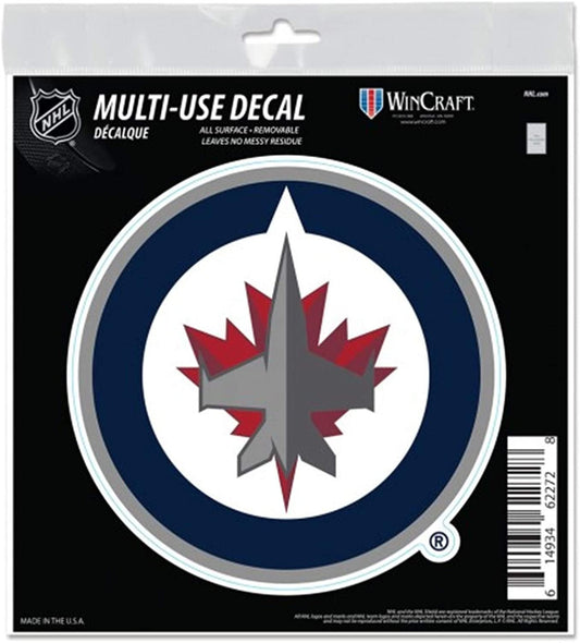 Winnipeg Jets 6 Inch Decal Sticker, Flat Vinyl, Die Cut, Primary Design, Full Adhesive Backing by Fielders Choice