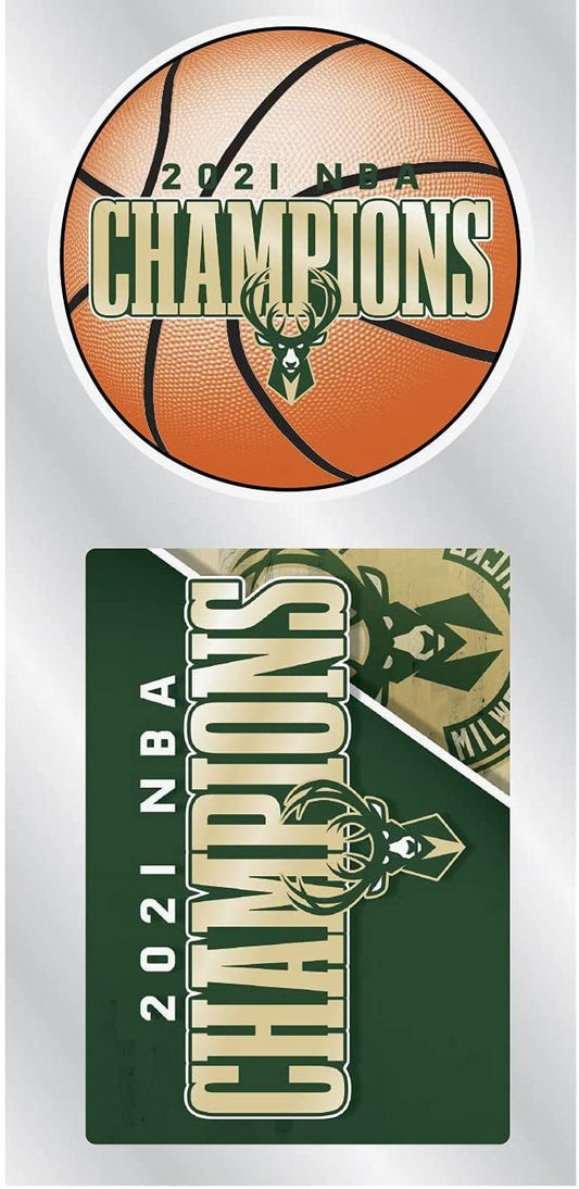 Milwaukee Bucks 2021 NBA Champions 2-Piece Double Up Die Cut Sticker Decal Sheet, 4x8 Inch by Fielders Choice