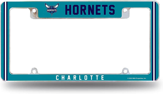 Charlotte Hornets Metal License Plate Frame Chrome Tag Cover Alternate Design 6x12 Inch by Fielders Choice