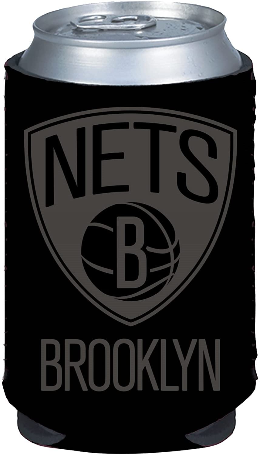 Brooklyn Nets 2-Pack Black Tonal CAN Beverage Insulator Neoprene Holder Cooler Decal Basketball by Fielders Choice