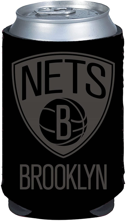 Brooklyn Nets 2-Pack Black Tonal CAN Beverage Insulator Neoprene Holder Cooler Decal Basketball by Fielders Choice