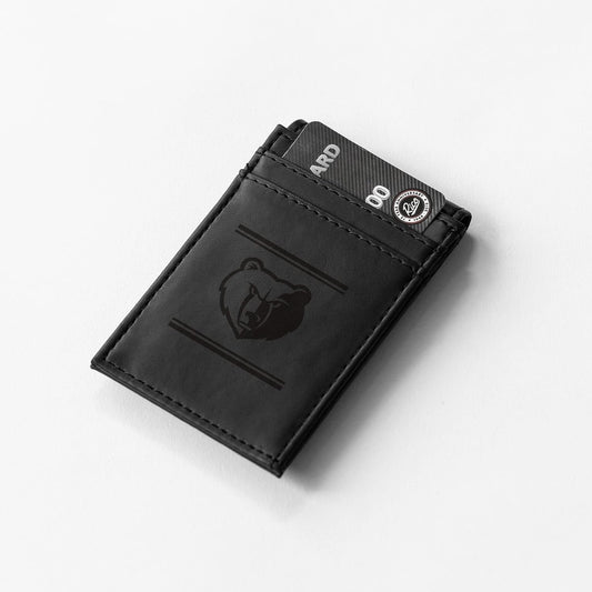 Memphis Grizzlies Premium Black Leather Wallet, Front Pocket Magnetic Money Clip, Laser Engraved, Vegan by Fielders Choice