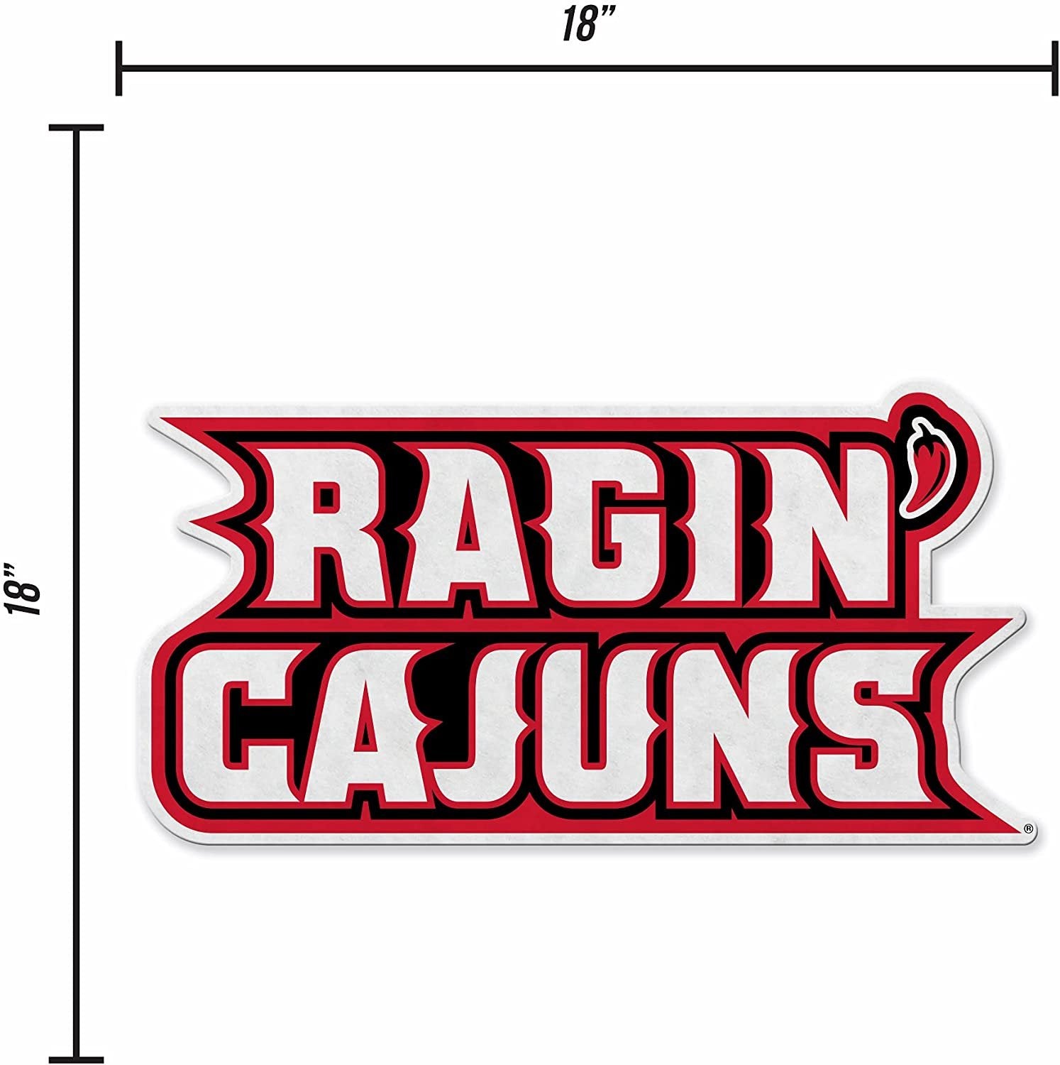 University of Louisiana Lafayette Ragin Cajuns Soft Felt Pennant, Primary Logo Design, Shape Cut, 18 Inch, Easy To Hang by Fielders Choice
