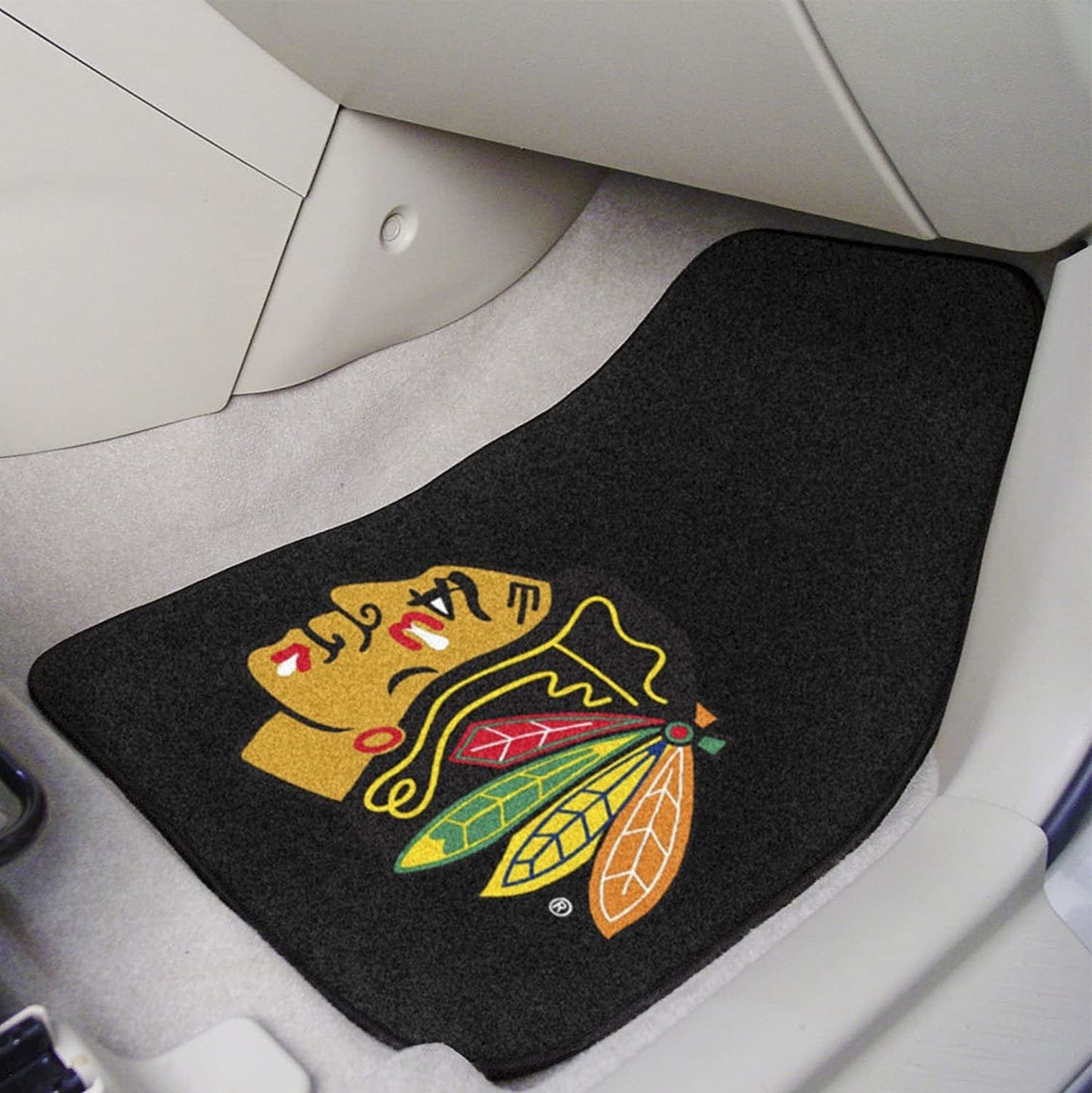 Chicago Blackhawks Front Floor Mats, Carpet Car Set, 18x27 Inch, Nylon, Set of 2 by Fielders Choice