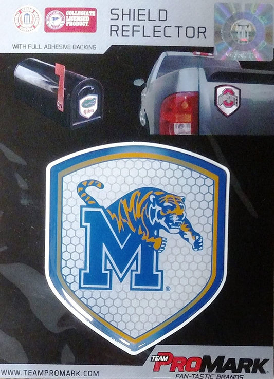 University of Memphis Tigers High Intensity Reflector, Shield Shape, Raised Decal Sticker, 2.5x3.5 Inch, Home or Auto, Full Adhesive Backing by Fielders Choice