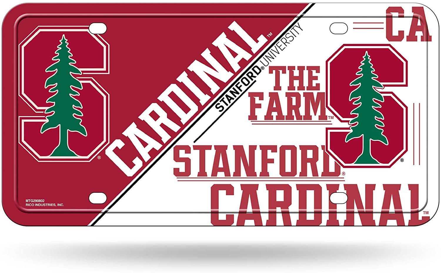 Stanford University Cardinal Metal Auto Tag License Plate, Split Design, 6x12 Inch by Fielders Choice