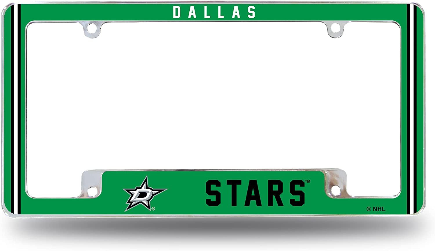 Dallas Stars Metal License Plate Frame Chrome Tag Cover Alternate Design 6x12 Inch by Fielders Choice
