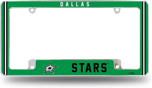 Dallas Stars Metal License Plate Frame Chrome Tag Cover Alternate Design 6x12 Inch by Fielders Choice