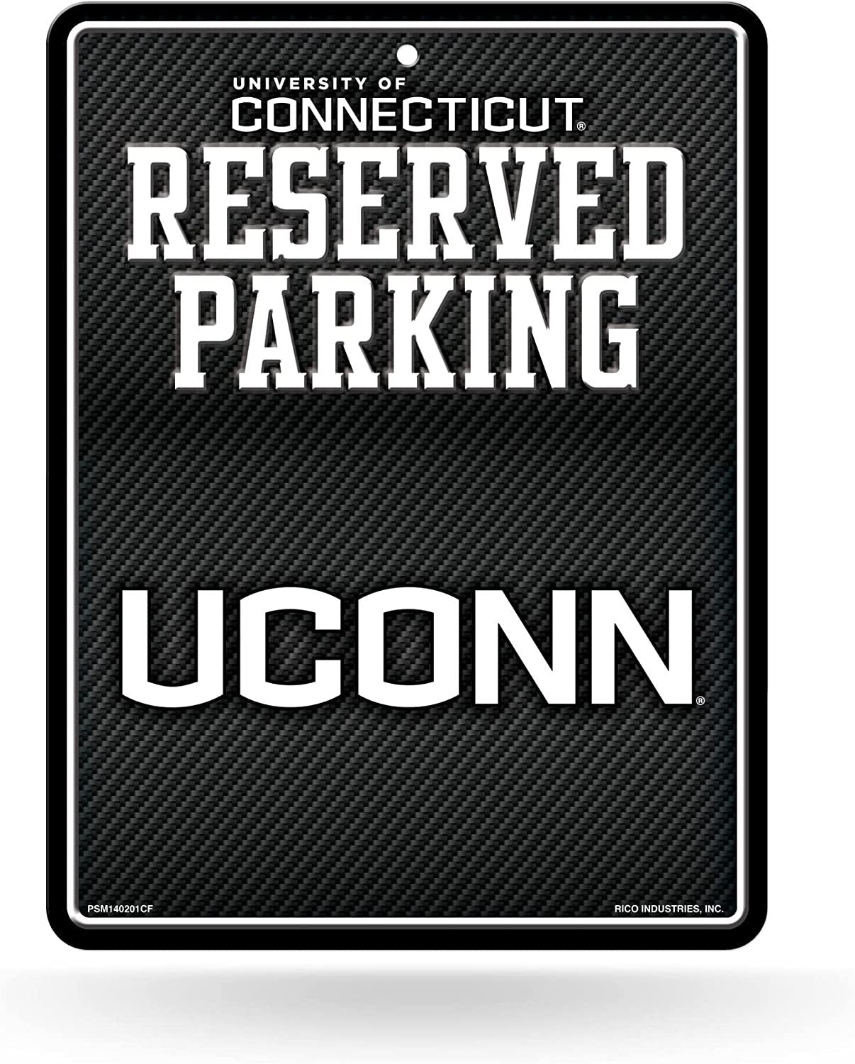 University of Connecticut Huskies Metal Parking Novelty Wall Sign 8.5 x 11 Inch Carbon Fiber Design by Fielders Choice