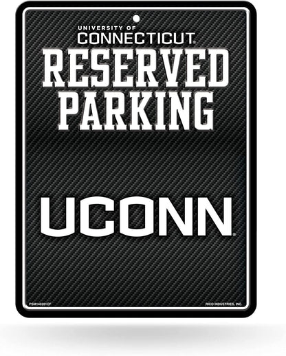 University of Connecticut Huskies Metal Parking Novelty Wall Sign 8.5 x 11 Inch Carbon Fiber Design by Fielders Choice
