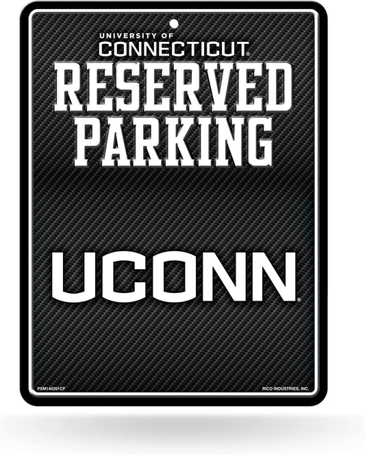 University of Connecticut Huskies Metal Parking Novelty Wall Sign 8.5 x 11 Inch Carbon Fiber Design by Fielders Choice