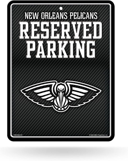 New Orleans Pelicans Metal Parking Novelty Wall Sign 8.5 x 11 Inch Carbon Fiber Design by Fielders Choice