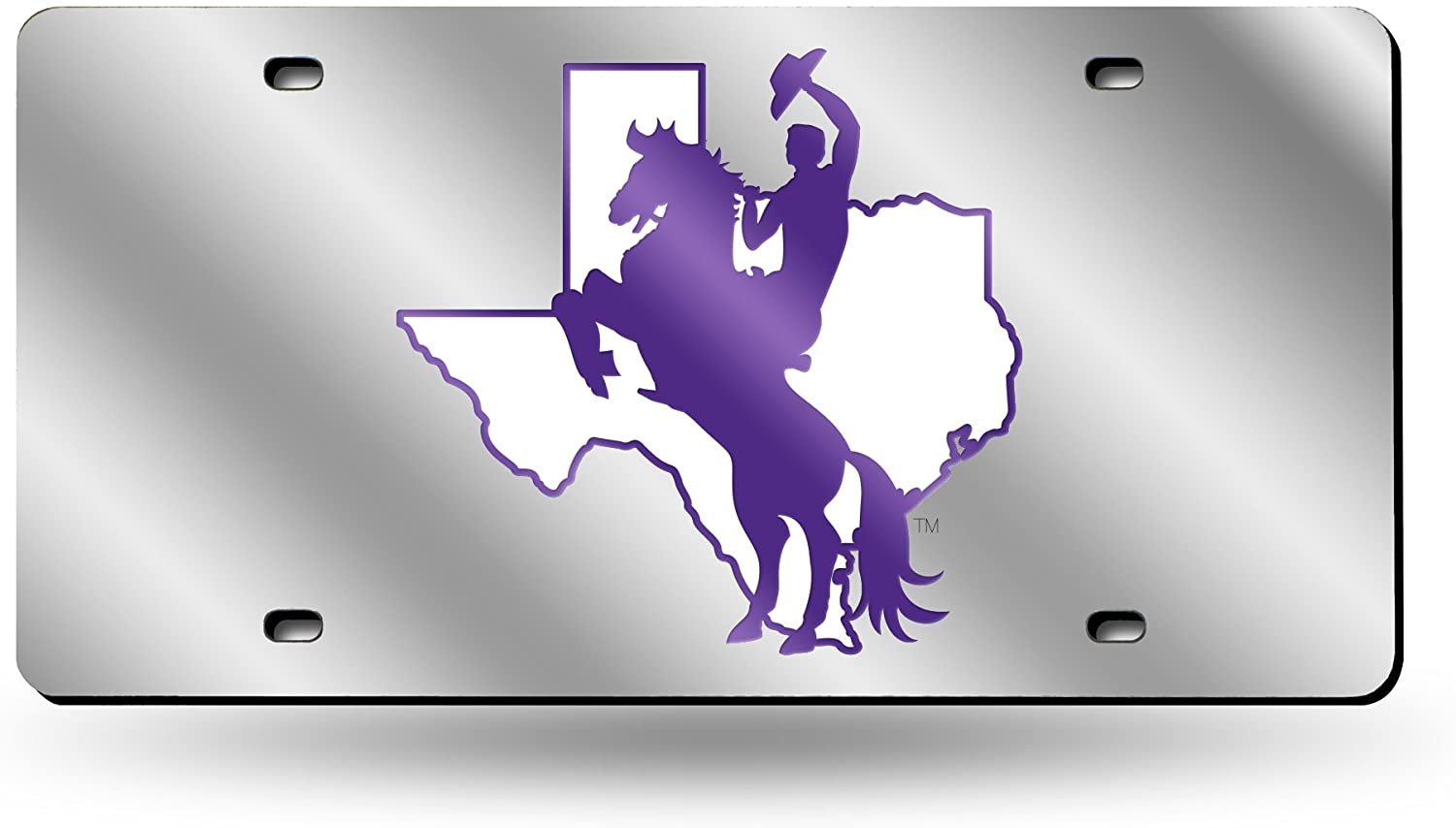 Tarleton State University Texans Premium Laser Cut Tag License Plate, Mirrored Acrylic Inlaid, 6x12 Inch by Fielders Choice