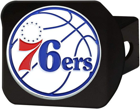 Philadelphia 76ers Hitch Cover Black Solid Metal with Raised Color Metal Emblem 2" Square Type III by Fielders Choice