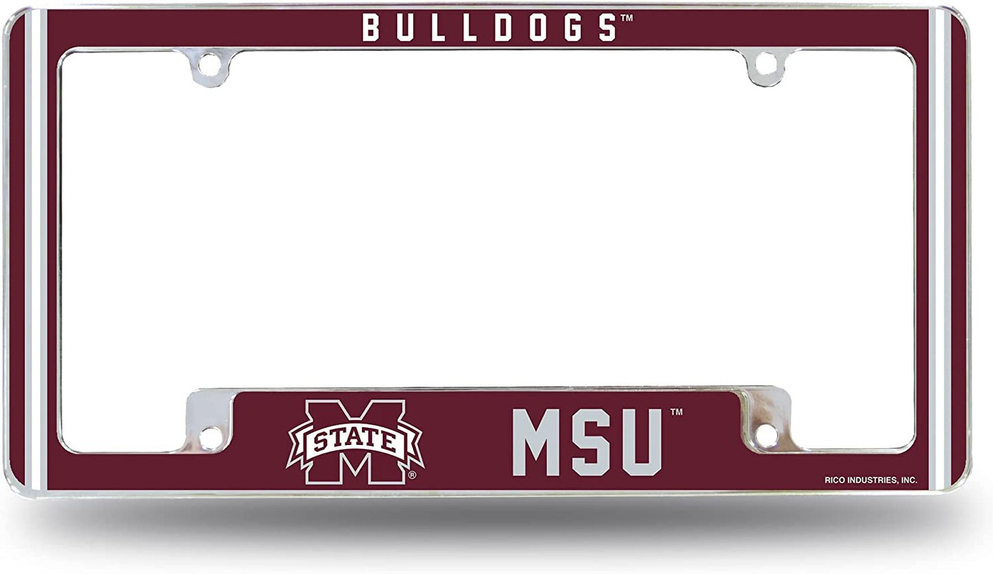Mississippi State University Bulldogs Metal License Plate Frame Chrome Tag Cover Alternate Design 6x12 Inch by Fielders Choice
