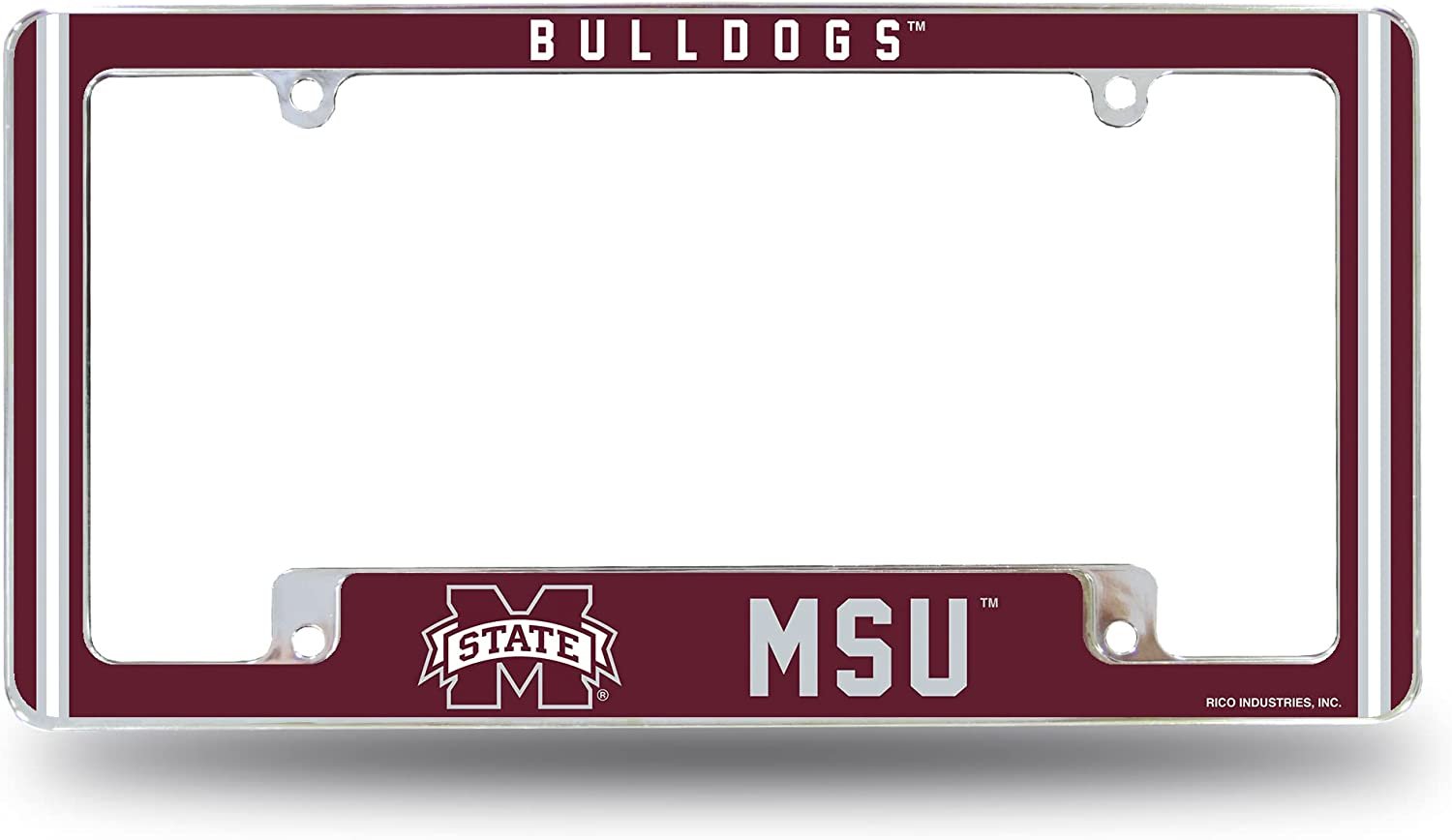 Mississippi State University Bulldogs Metal License Plate Frame Chrome Tag Cover Alternate Design 6x12 Inch by Fielders Choice